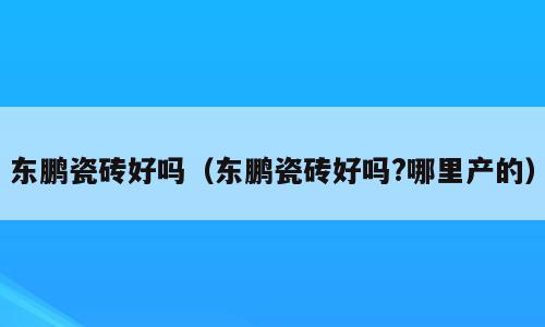 东鹏瓷砖好吗（东鹏瓷砖好吗?哪里产的）