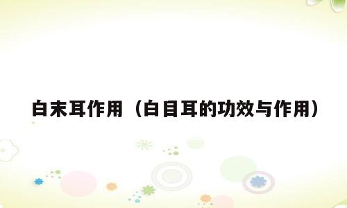 白末耳作用（白目耳的功效与作用）