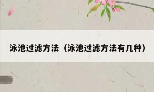 泳池过滤方法（泳池过滤方法有几种）