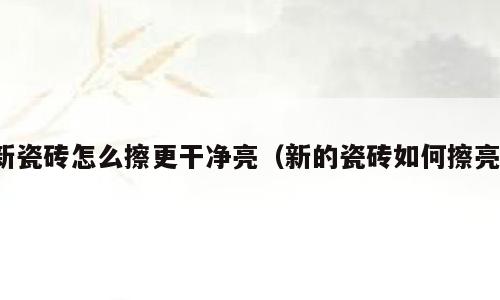 新瓷砖怎么擦更干净亮（新的瓷砖如何擦亮）