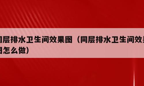 同层排水卫生间效果图（同层排水卫生间效果图怎么做）