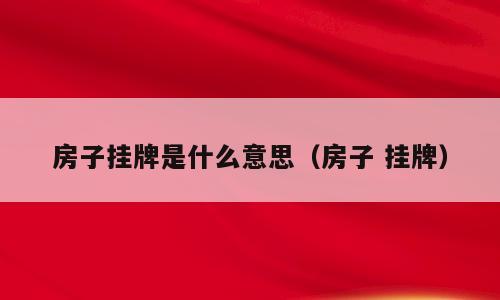 房子挂牌是什么意思（房子 挂牌）