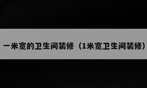 一米宽的卫生间装修（1米宽卫生间装修）