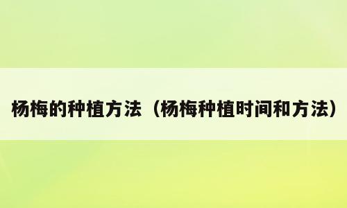 杨梅的种植方法（杨梅种植时间和方法）
