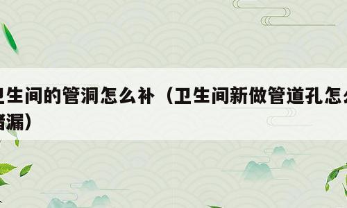 卫生间的管洞怎么补（卫生间新做管道孔怎么堵漏）