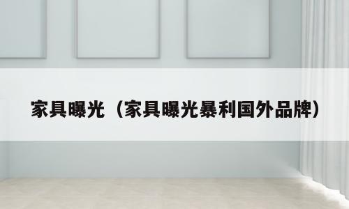 家具曝光（家具曝光暴利国外品牌）