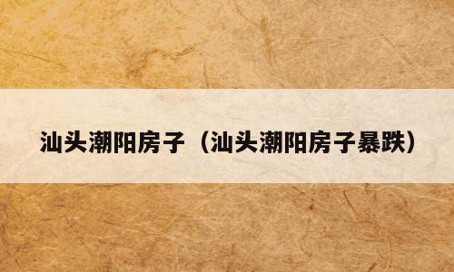 汕头潮阳房子（汕头潮阳房子暴跌）
