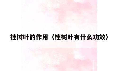 桂树叶的作用（桂树叶有什么功效）