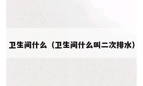 卫生间什么（卫生间什么叫二次排水）