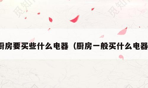 厨房要买些什么电器（厨房一般买什么电器）