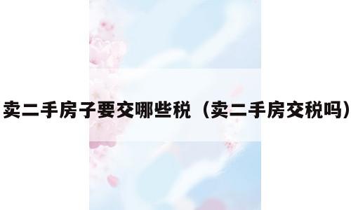 卖二手房子要交哪些税（卖二手房交税吗）