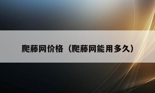 爬藤网价格（爬藤网能用多久）