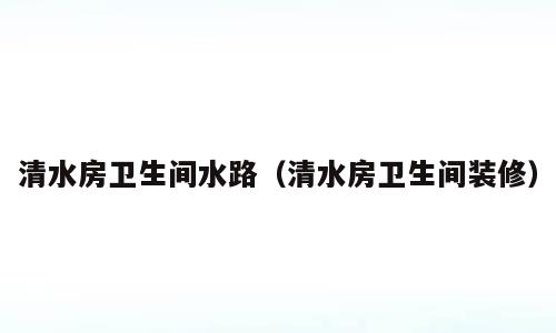 清水房卫生间水路（清水房卫生间装修）