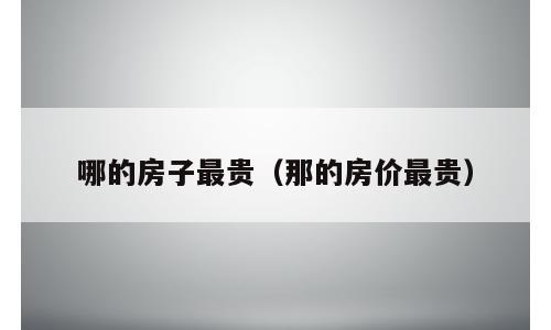 哪的房子最贵（那的房价最贵）