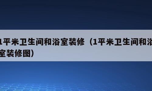 1平米卫生间和浴室装修（1平米卫生间和浴室装修图）