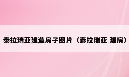 泰拉瑞亚建造房子图片（泰拉瑞亚 建房）