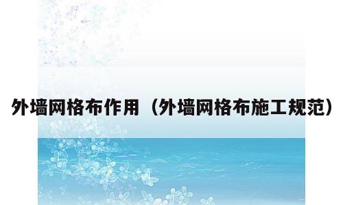 外墙网格布作用（外墙网格布施工规范）