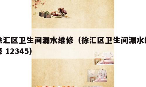 徐汇区卫生间漏水维修（徐汇区卫生间漏水维修 12345）
