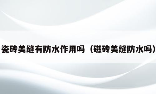 瓷砖美缝有防水作用吗（磁砖美缝防水吗）