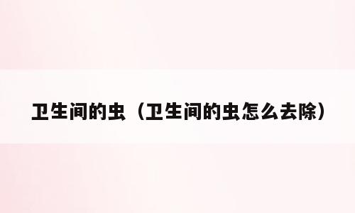 卫生间的虫（卫生间的虫怎么去除）