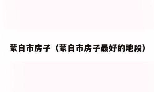 蒙自市房子（蒙自市房子最好的地段）