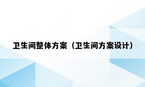 卫生间整体方案（卫生间方案设计）