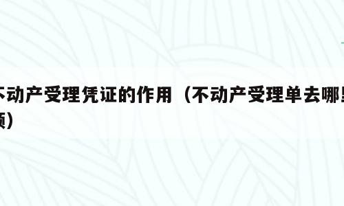 不动产受理凭证的作用（不动产受理单去哪里领）