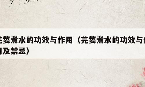 芫荽煮水的功效与作用（芫荽煮水的功效与作用及禁忌）