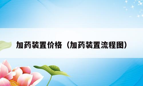 加药装置价格（加药装置流程图）