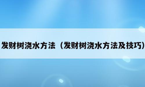 发财树浇水方法（发财树浇水方法及技巧）