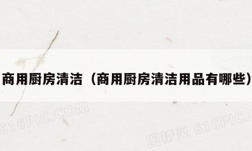商用厨房清洁（商用厨房清洁用品有哪些）
