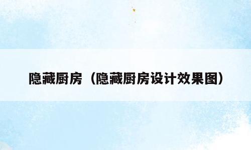 隐藏厨房（隐藏厨房设计效果图）
