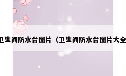 卫生间防水台图片（卫生间防水台图片大全）