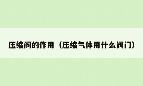 压缩阀的作用（压缩气体用什么阀门）
