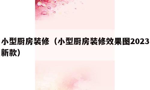 小型厨房装修（小型厨房装修效果图2023新款）