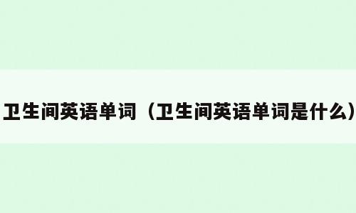 卫生间英语单词（卫生间英语单词是什么）