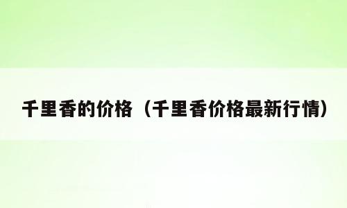 千里香的价格（千里香价格最新行情）