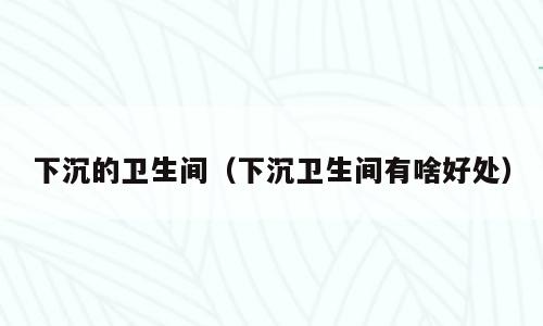 下沉的卫生间（下沉卫生间有啥好处）