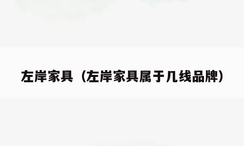 左岸家具（左岸家具属于几线品牌）