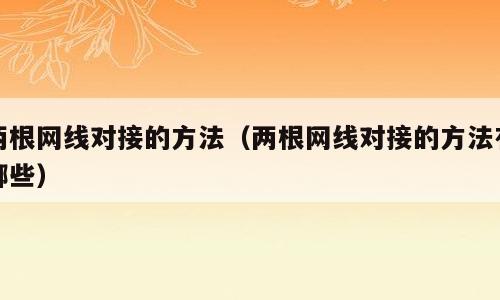 两根网线对接的方法（两根网线对接的方法有哪些）