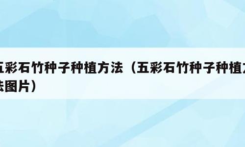 五彩石竹种子种植方法（五彩石竹种子种植方法图片）