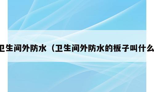 卫生间外防水（卫生间外防水的板子叫什么）
