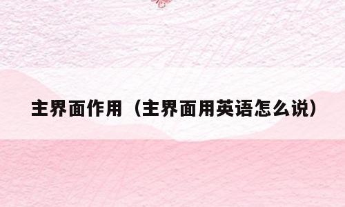 主界面作用（主界面用英语怎么说）