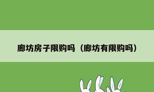 廊坊房子限购吗（廊坊有限购吗）
