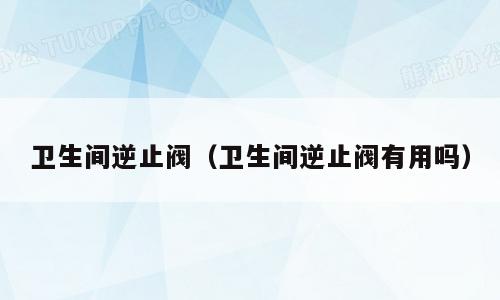 卫生间逆止阀（卫生间逆止阀有用吗）