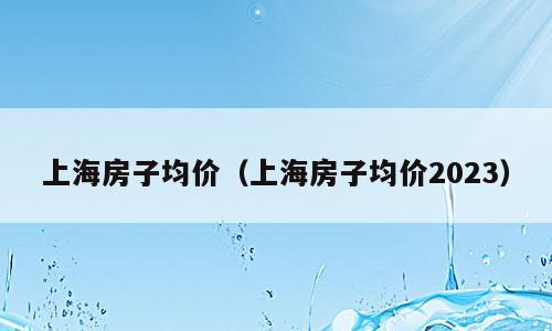 上海房子均价（上海房子均价2023）