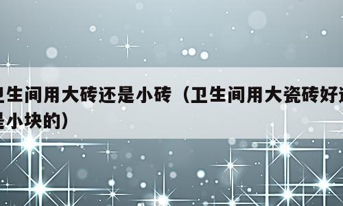 卫生间用大砖还是小砖（卫生间用大瓷砖好还是小块的）