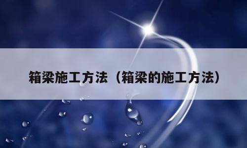 箱梁施工方法（箱梁的施工方法）
