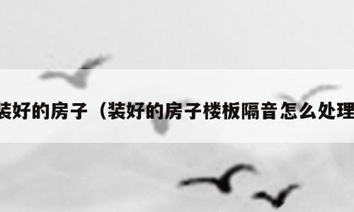 装好的房子（装好的房子楼板隔音怎么处理）