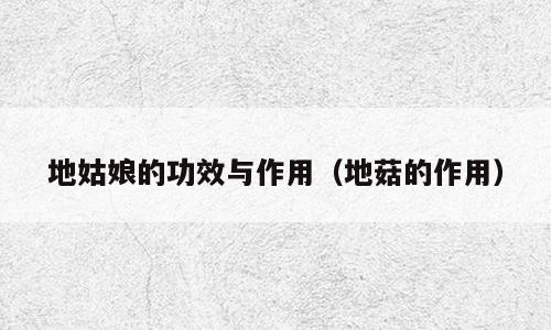 地姑娘的功效与作用（地菇的作用）